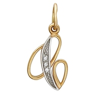 Подвеска с 3 фианитами весом 0.12 карата из красного золота 585 пробы