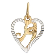 Подвеска буква «Я» в сердце без вставок из красного золота 585 пробы