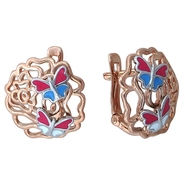 Серьги без вставок из комбинированного золота 585 пробы