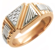 Печатка с фианитами из комбинированного золота 585 пробы