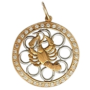 Подвеска с 33 фианитами из комбинированного золота 585 пробы