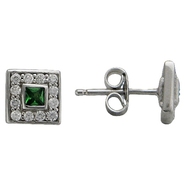 Серьги с цирконом из серебра 925 пробы