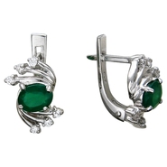 Серьги с корундом и цирконом из серебра 925 пробы