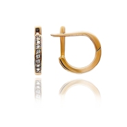 Серьги с 16 бриллиантами весом 0.09 карата из красного золота 585 пробы