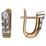 Серьги с бриллиантами из комбинированного золота 585 пробы