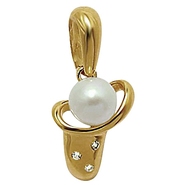 Подвеска с бриллиантами и жемчугом из красного золота 585 пробы