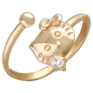 Кольцо «Hello Kitty» с фианитами из красного золота 585 пробы