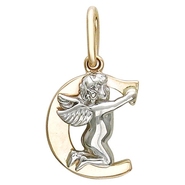 Подвеска без вставок из комбинированного золота 585 пробы