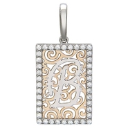 Подвеска с 40 фианитами весом 0.94 карата из комбинированного золота 585 пробы