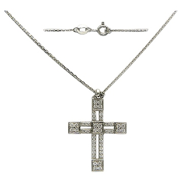 Колье с фианитами из белого золота 585 пробы