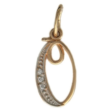 Подвеска с 7 фианитами весом 0.12 карата из желтого золота 585 пробы