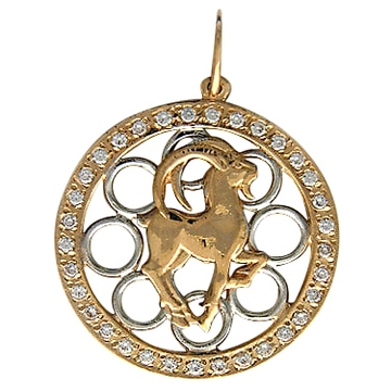 Подвеска с 33 фианитами из комбинированного золота 585 пробы