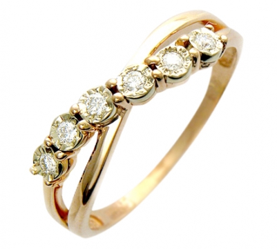 Кольцо из комбинированного золота 585 пробы с бриллиантом