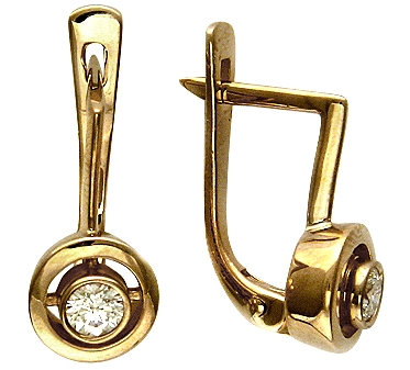 Серьги из красного золота 585 пробы и бриллиантом