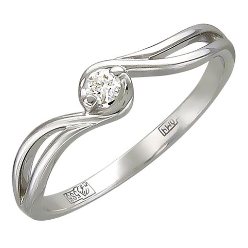 Кольцо с 1 бриллиантом весом 0.08 карата из белого золота 585 пробы